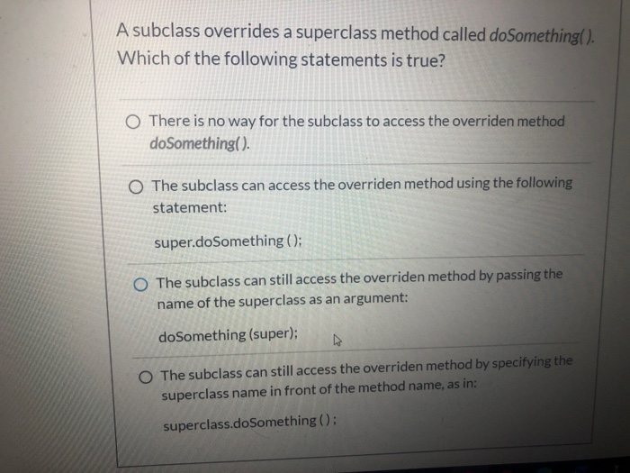 Solved When a class implements an interface, it... does not | Chegg.com