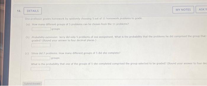 14. DETAILS One professor grades homework by randomly | Chegg.com