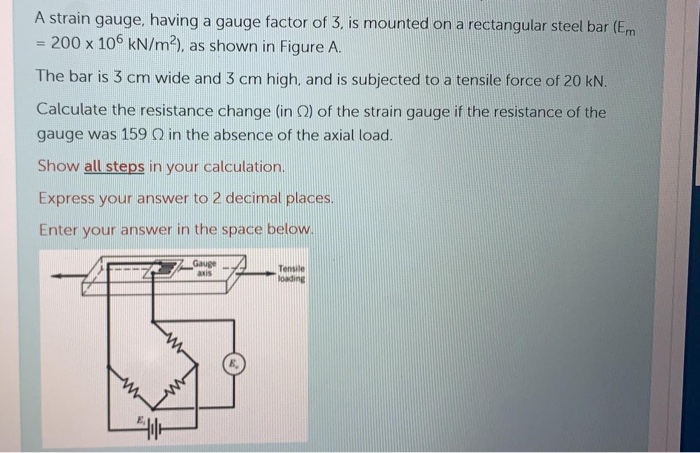 Solved A strain gauge, having a gauge factor of 3, is | Chegg.com