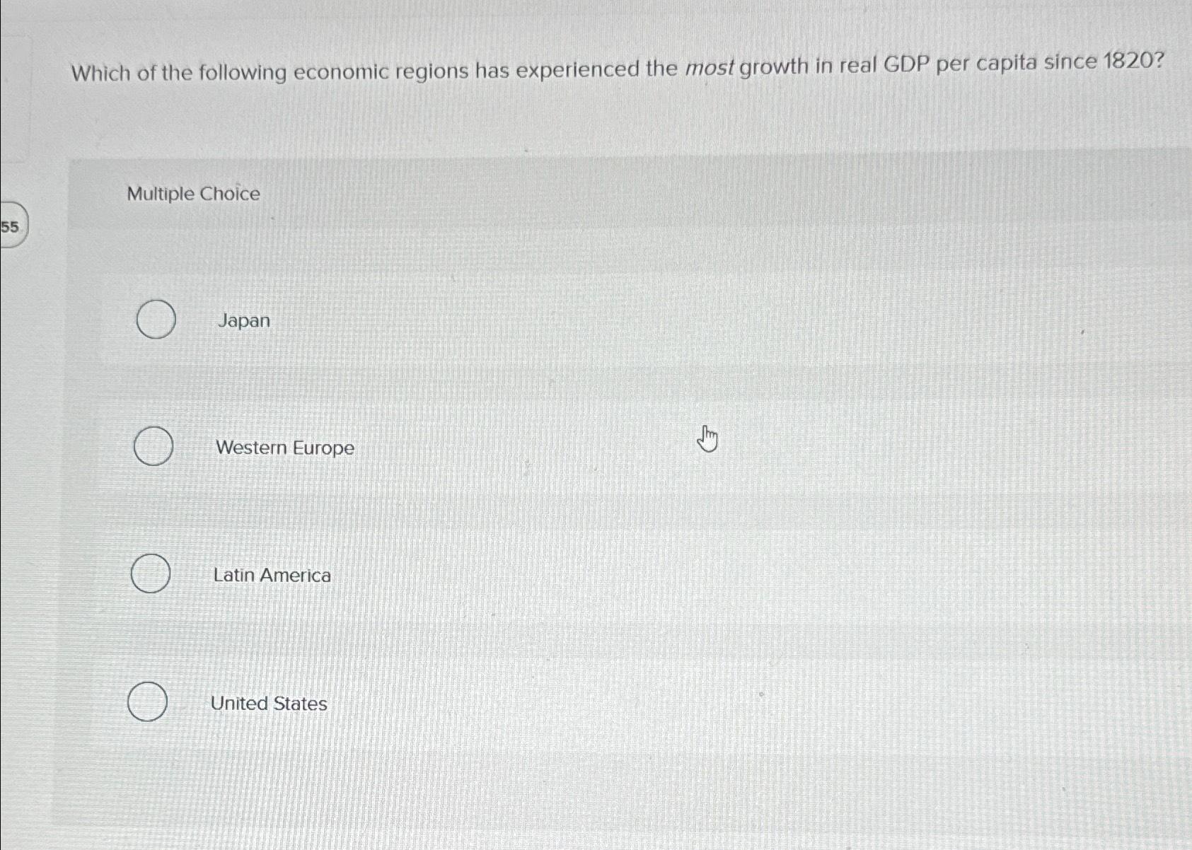 Solved Which of the following economic regions has | Chegg.com