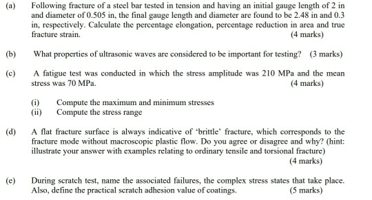 Solved (a) (b) Following fracture of a steel bar tested in | Chegg.com