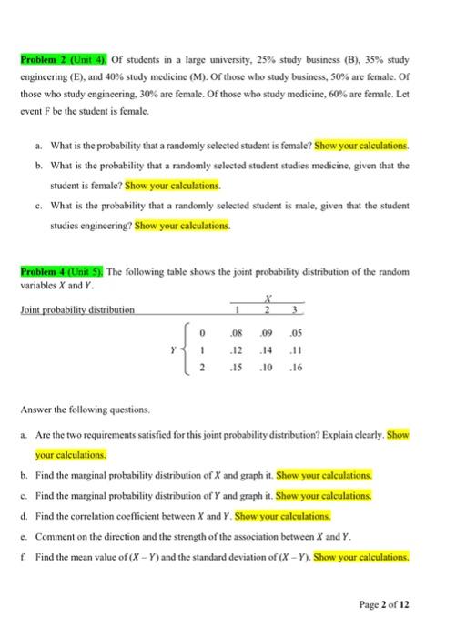 Solved Problem 2 (Unit 4). Of Students In A Large | Chegg.com