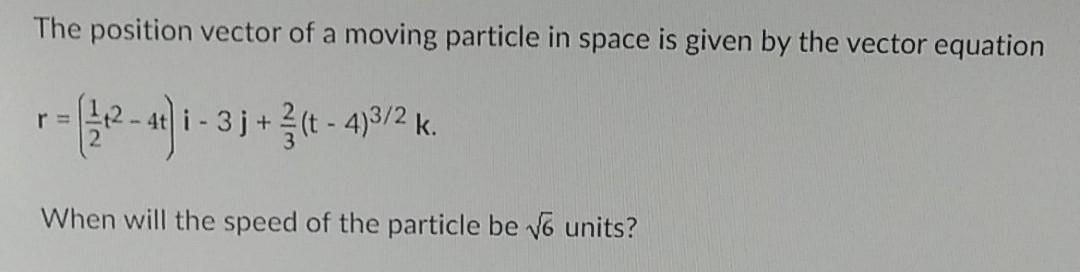 Solved The position vector of a moving particle in space is | Chegg.com