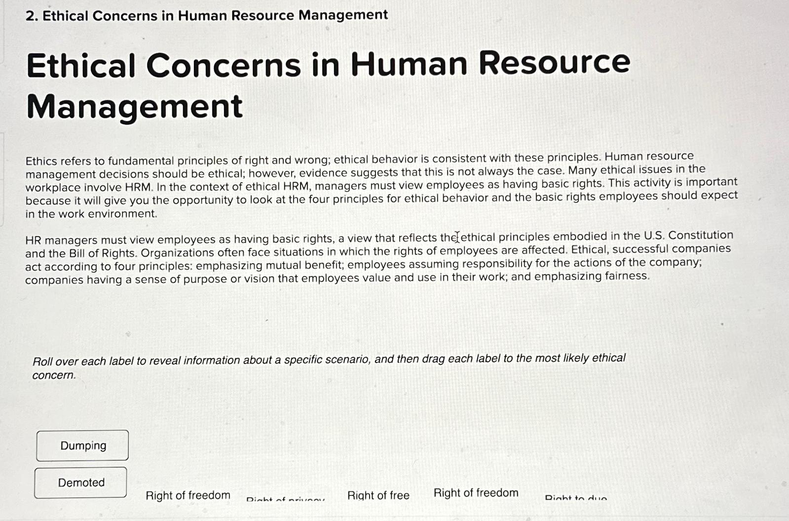 Solved Ethical Concerns In Human Resource ManagementEthical | Chegg.com