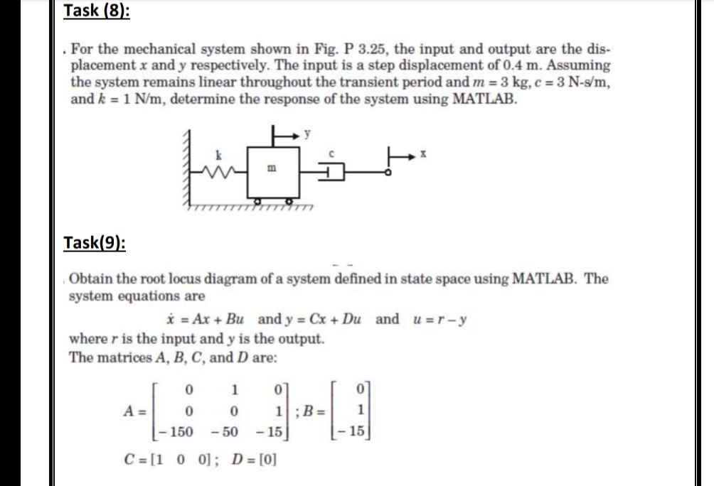 Solved Task (8): For the mechanical system shown in Fig. P | Chegg.com