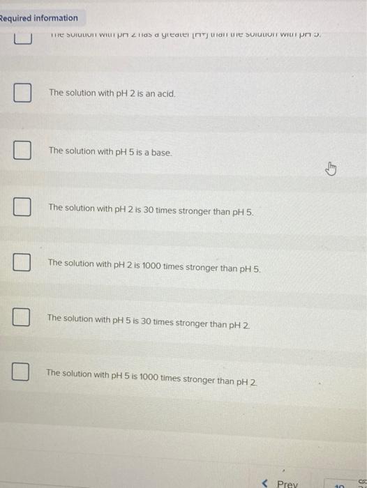 Solved Compare a solution with a pH of 2 to a solution with | Chegg.com