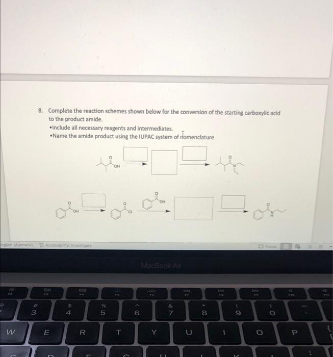 Solved 8. Complete the reaction schemes shown below for the | Chegg.com