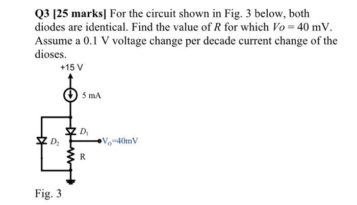 Solved Q3 [25 marks) For the circuit shown in Fig. 3 below, | Chegg.com