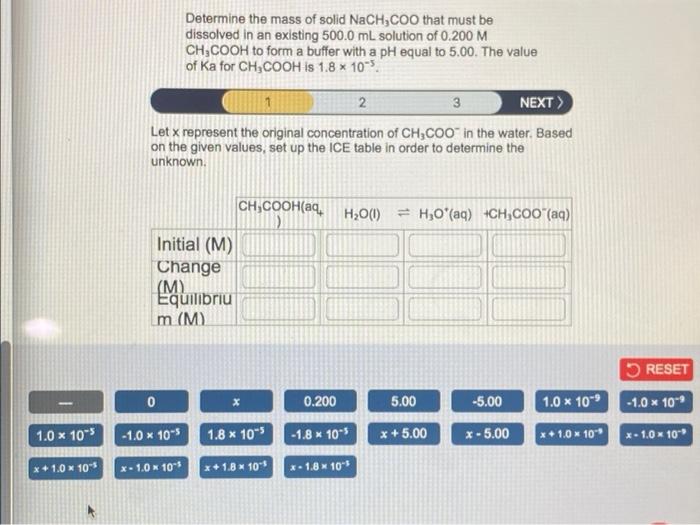 Solved Determine the mass of solid NaCH,COO that must be | Chegg.com