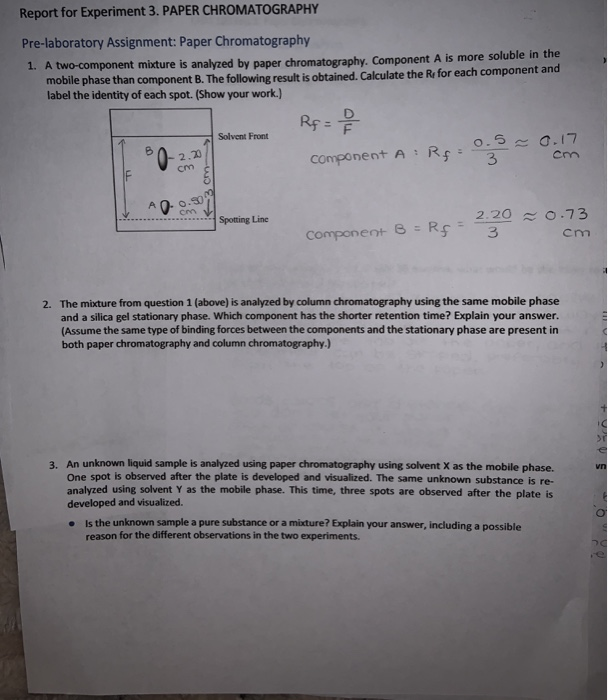 experiment 4 prelaboratory assignment paper chromatography