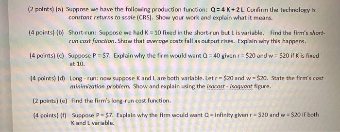 Solved (2 points) (a) Suppose we have the following | Chegg.com