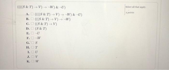 Solved Select All That Apply 2 Points S T V W Chegg Com