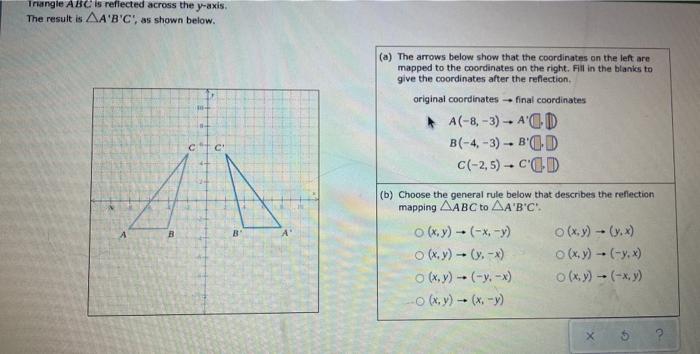 Solved Triangle Abc Is Reflected Across The Y Axis The Chegg Com