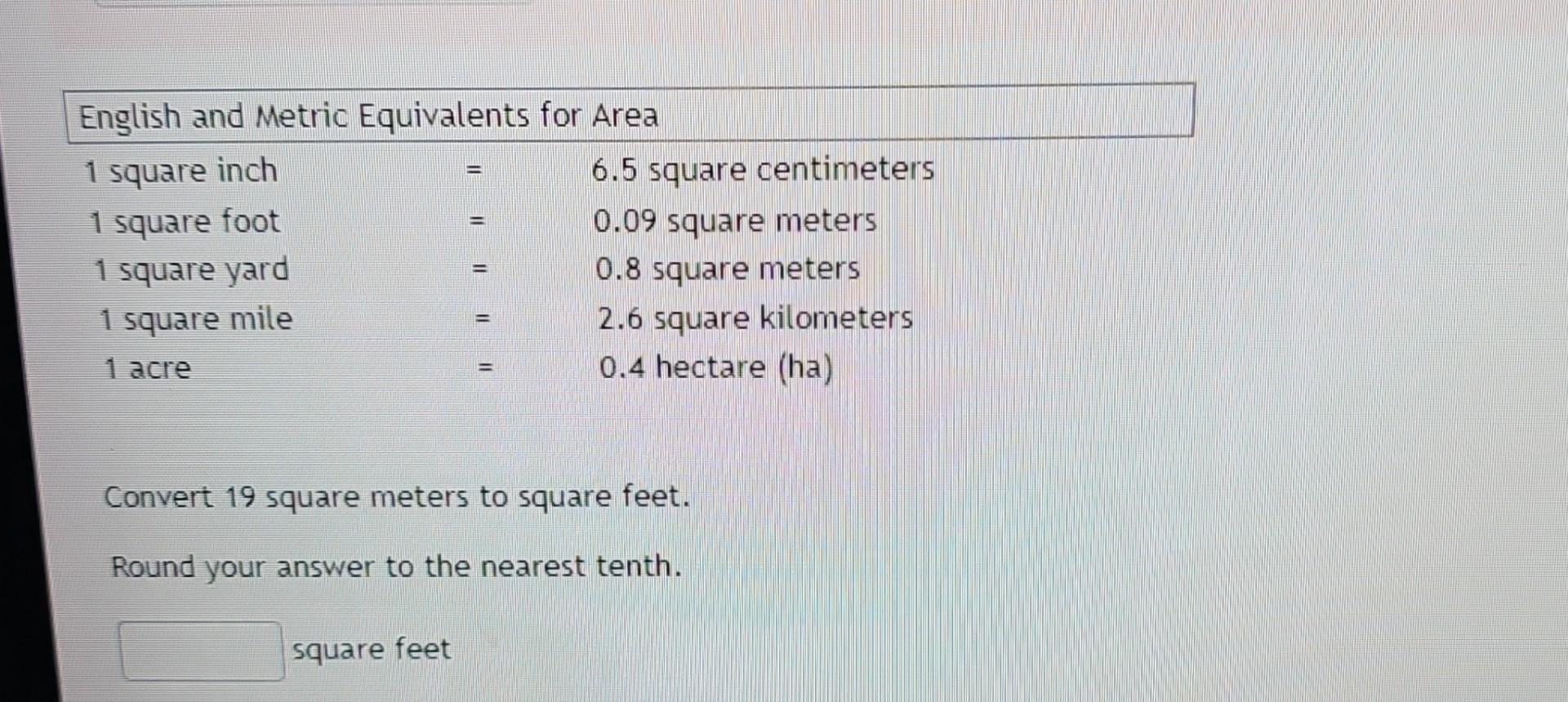 6.5 square shop meters in feet