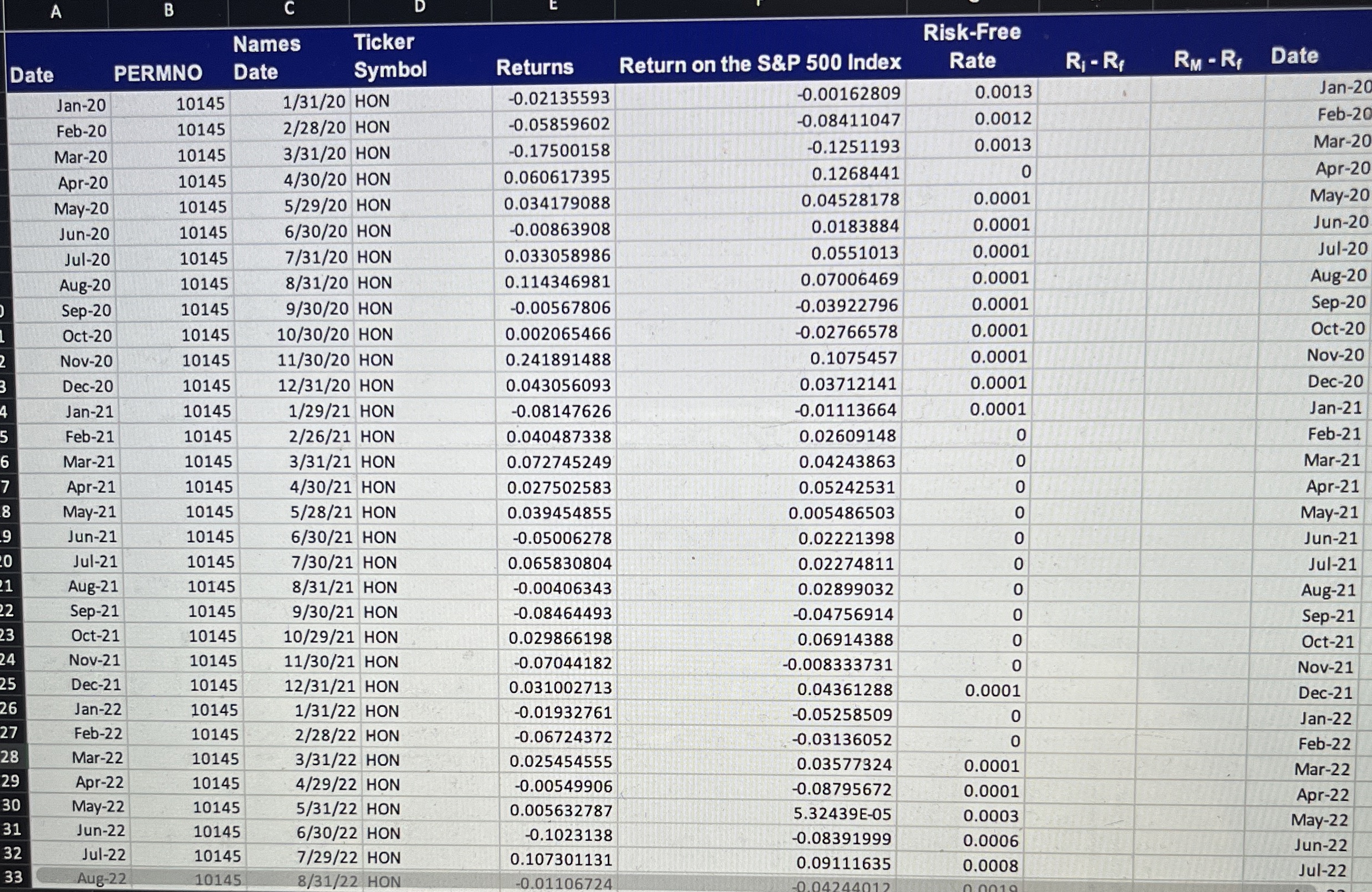 Solved How can I calculate Ri - ﻿Rf and Rm - ﻿Rf on columns | Chegg.com