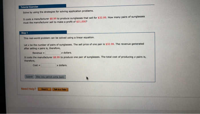 Solved Tutorial Exercise Solve by using the strategies for | Chegg.com