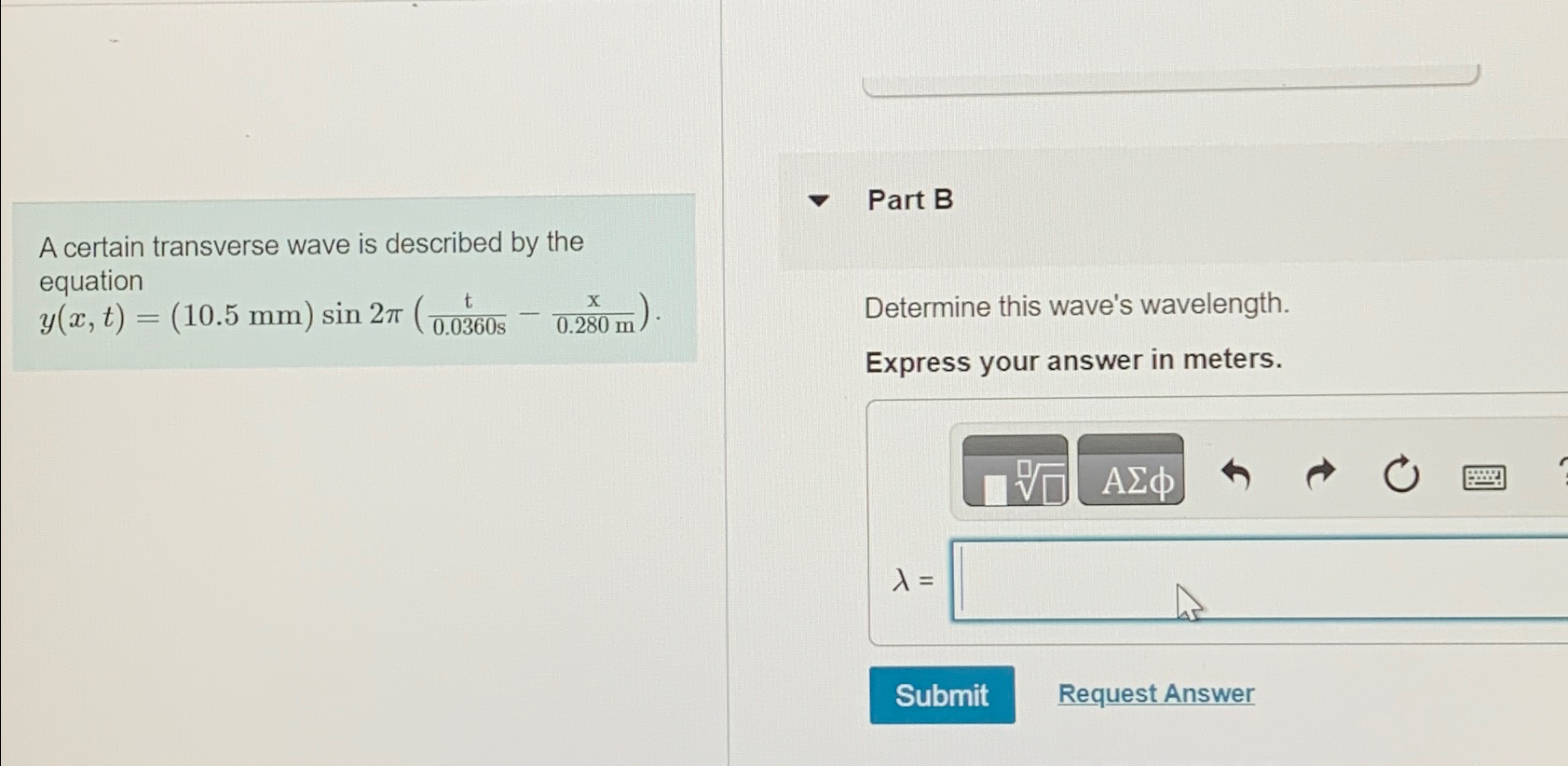 Solved A certain transverse wave is described by the | Chegg.com