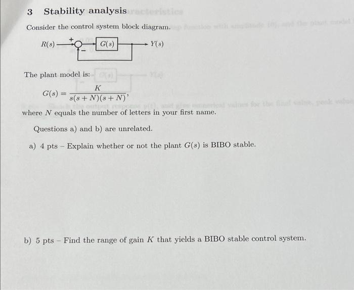 Solved 3 3 Stability analysis Consider the control system | Chegg.com