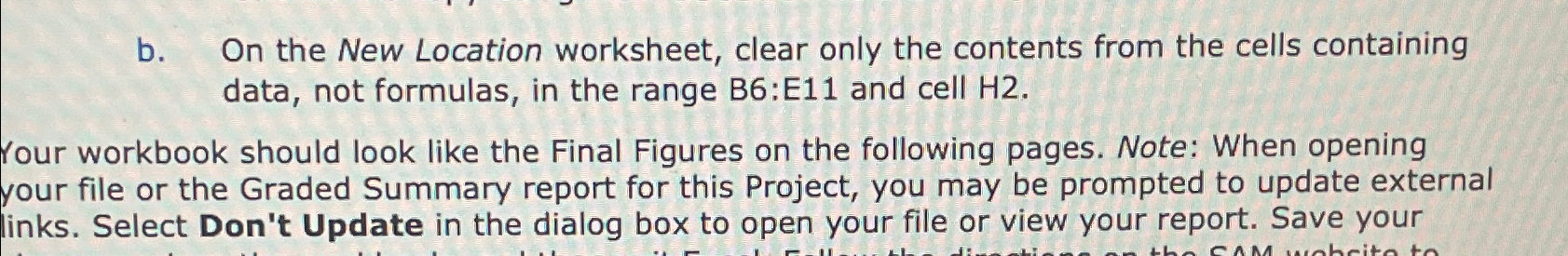 Solved B. ﻿On The New Location Worksheet, Clear Only The | Chegg.com