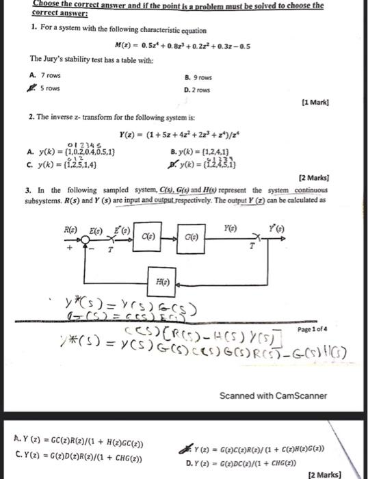 Solved Choose the correct answer and if the point is a | Chegg.com