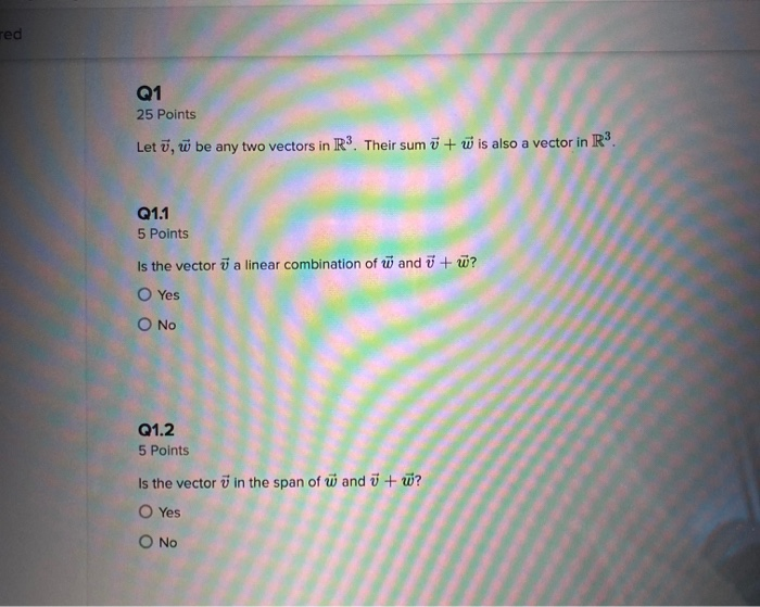 Solved red Q1 25 Points Let ū, be any two vectors in R3. | Chegg.com