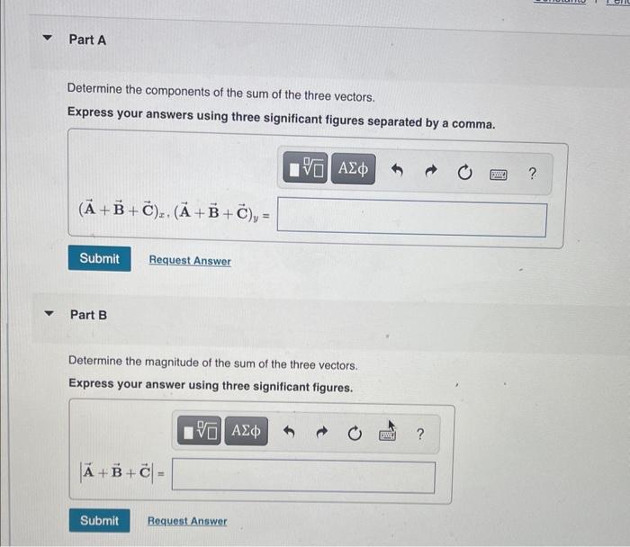 Solved Three vectors are shown in the figure. Their | Chegg.com