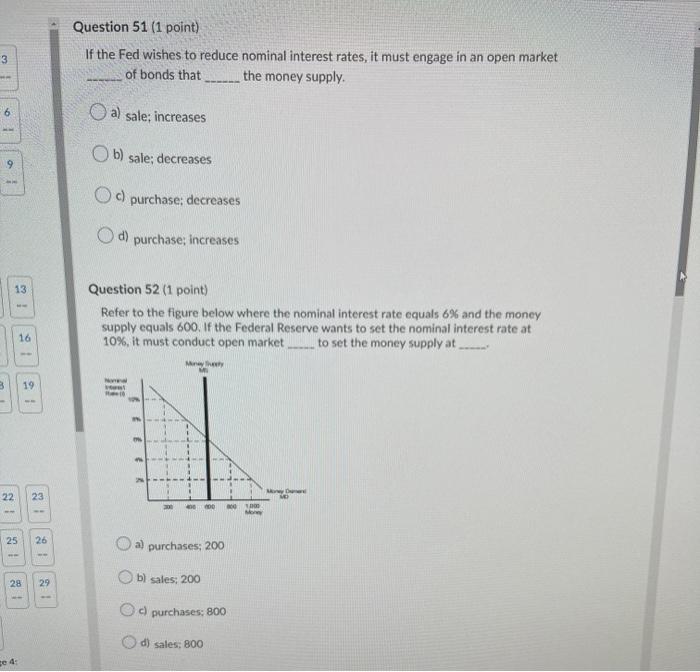 Solved Question 51 (1 point) If the Fed wishes to reduce | Chegg.com