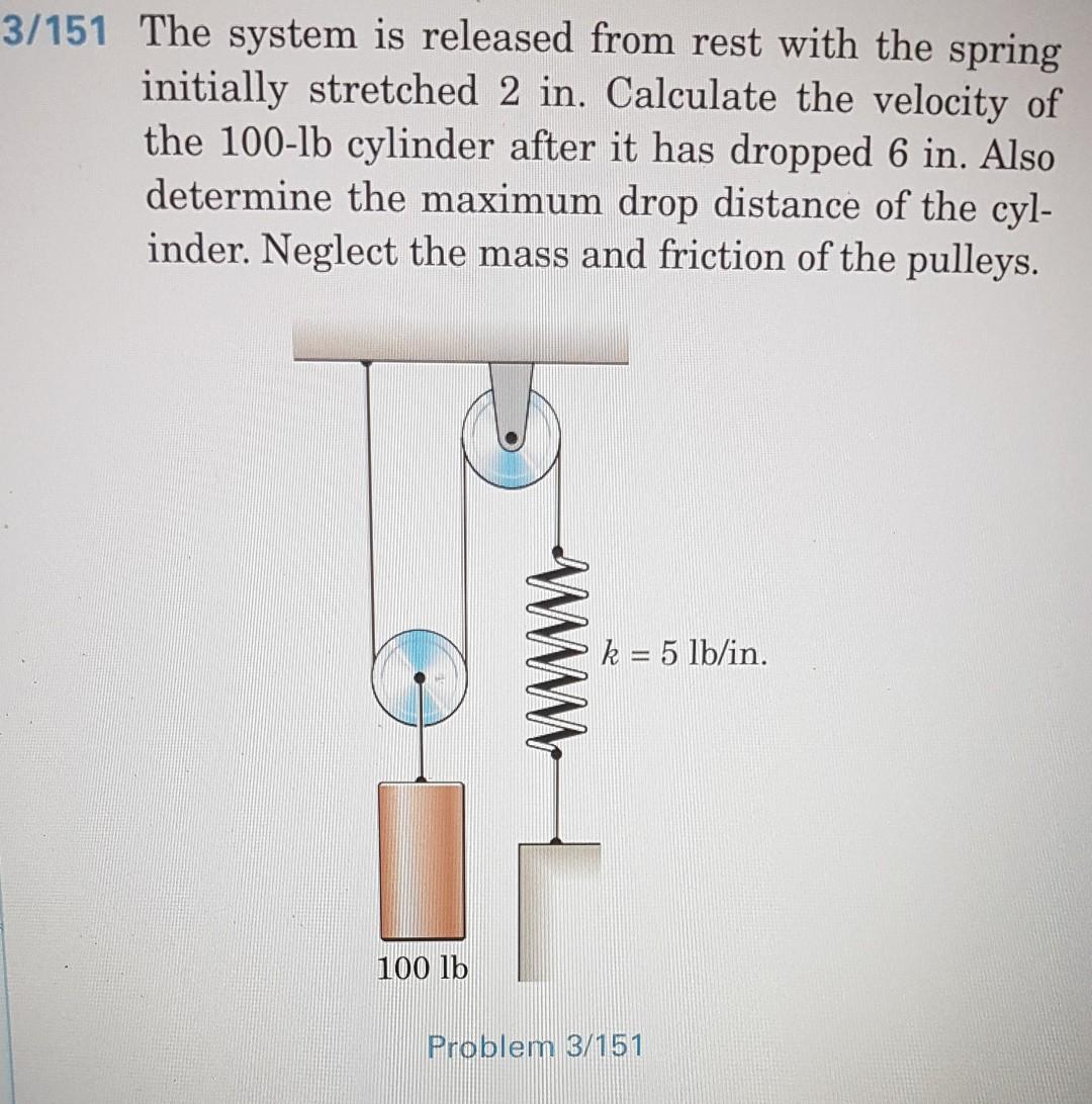 Solved 3/151 The system is released from rest with the | Chegg.com