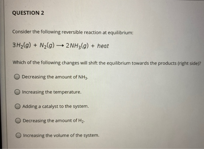 Solved QUESTION 2 Consider the following reversible reaction | Chegg.com