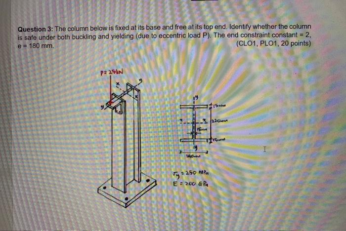 Solved Question 3: The column below is fixed at its base and | Chegg.com