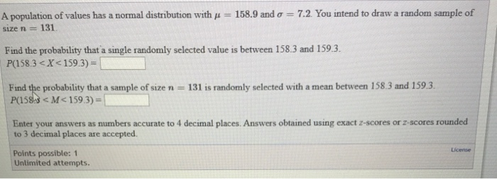 Solved 158.9 and o = 7.2. You intend to draw a random sample | Chegg.com