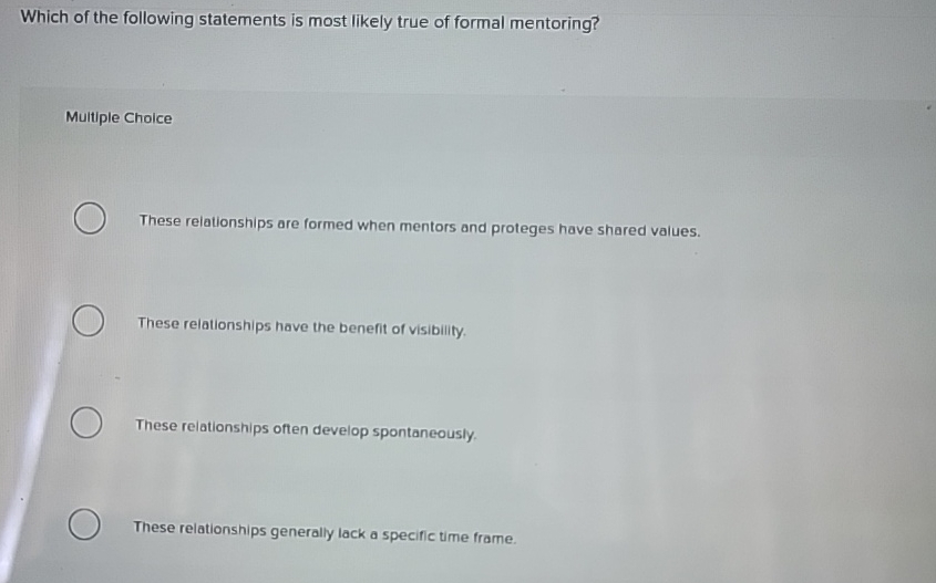 Solved Which of the following statements is most likely true | Chegg.com