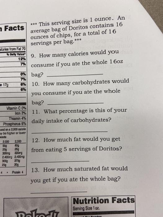 Solved Examine The Following Nutrition Labels And Answer The Chegg Com