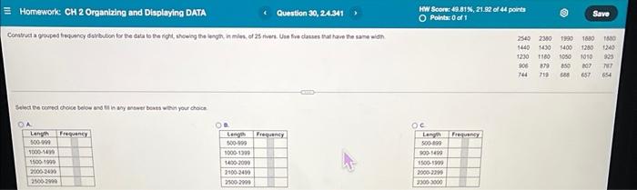 Solved Homework: CH 2 Organizing and Displaying DATA | Chegg.com