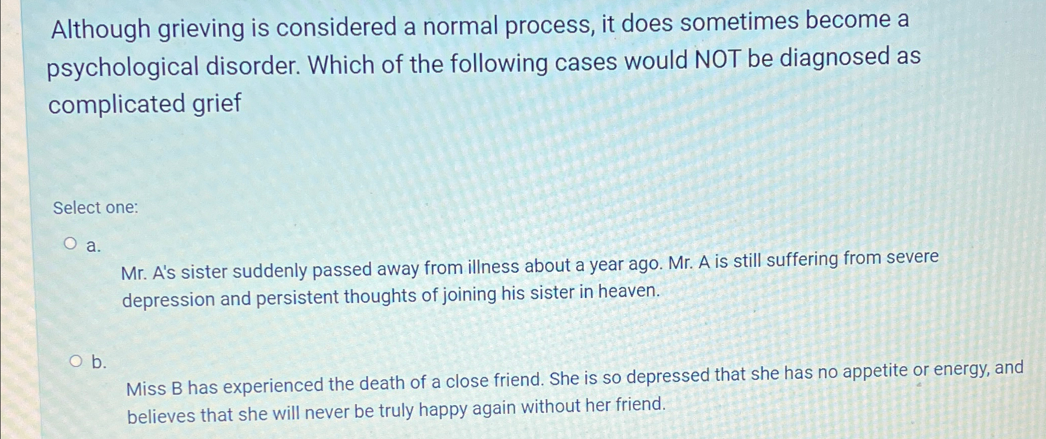 Solved Although grieving is considered a normal process, it | Chegg.com