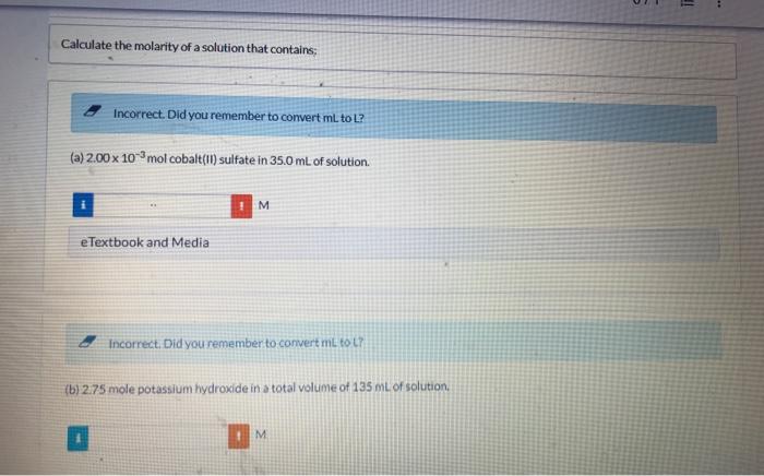 Solved I'm looking for the molarity (M) of the solution in | Chegg.com