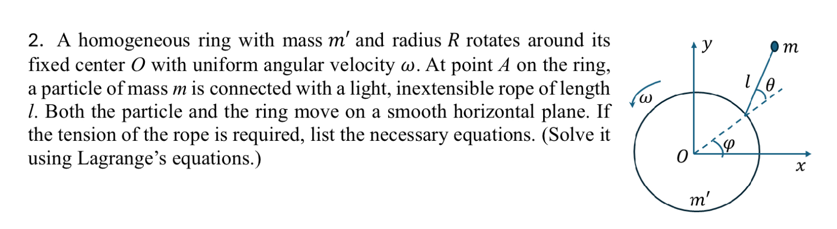 Solved A homogeneous ring with mass m' ﻿and radius R | Chegg.com