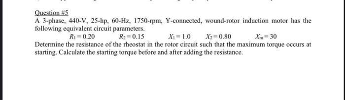 Solved Question \#5 A 3-phase, 440-V, 25-hp, 60-Hz, | Chegg.com