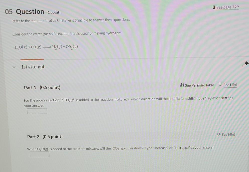 Solved e See page 729 05 Question (1 point) Refer to the | Chegg.com