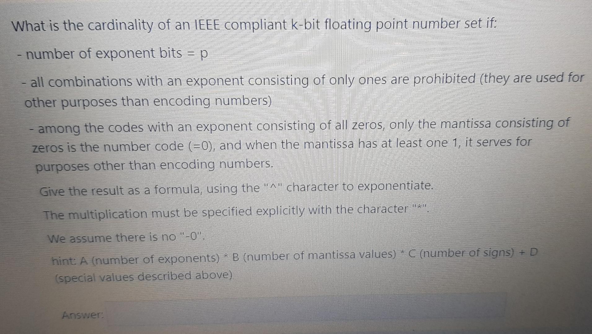 Solved A shorter 14-bit IEEE floating point number has the | Chegg.com