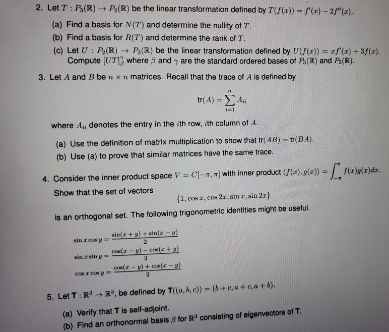 Solved 2 Let T P R P R Be The Linear Transformation D Chegg Com