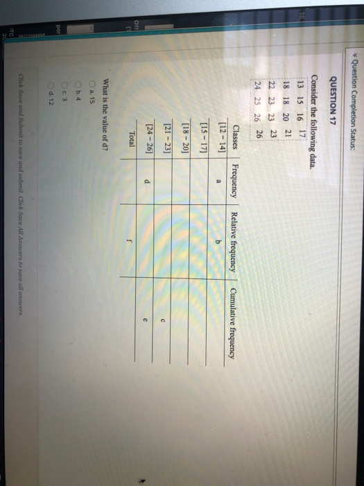 Solved Question Completion Status: QUESTION 17 Consider the | Chegg.com