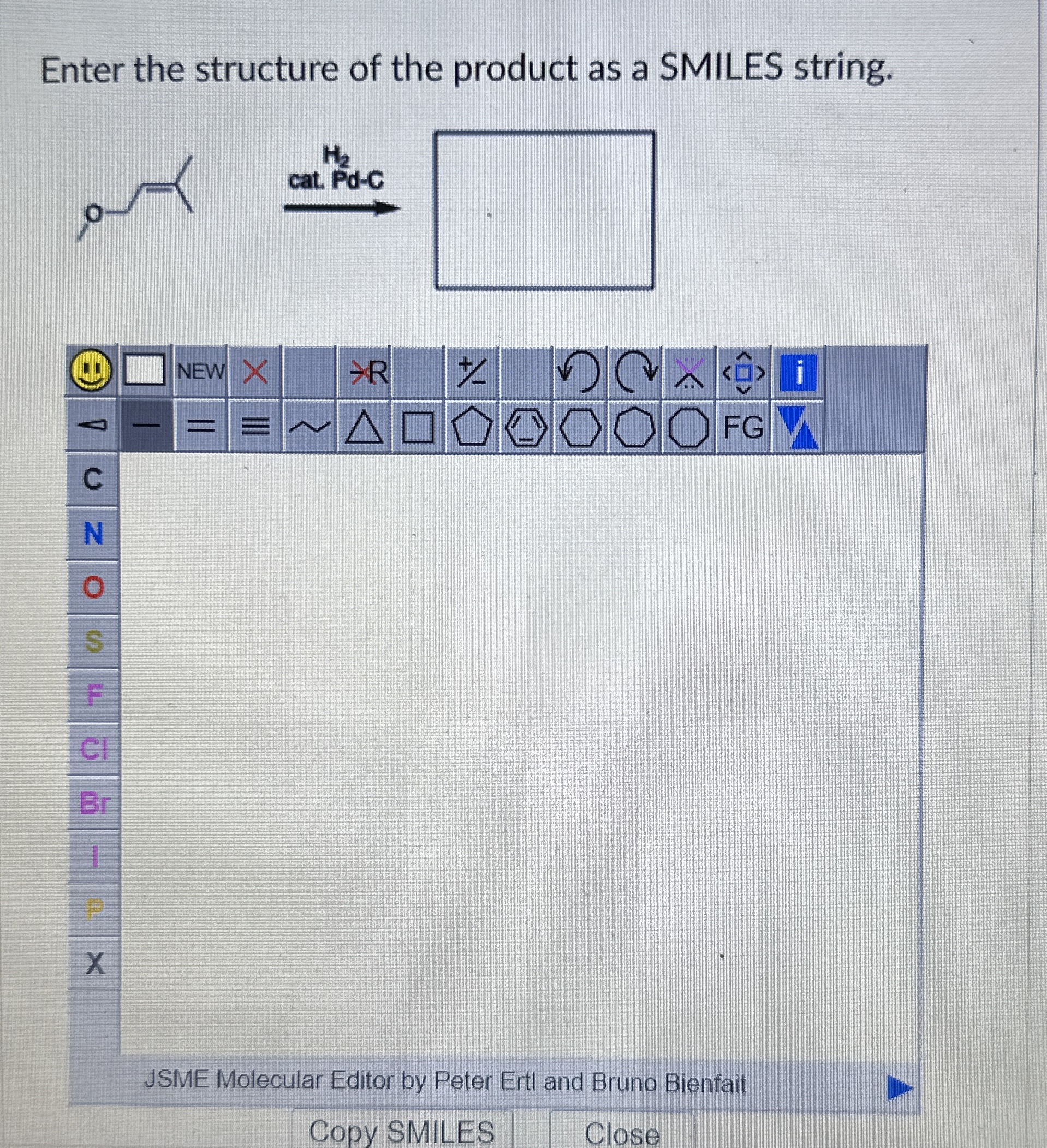 Solved Enter the structure of the product as a SMILES | Chegg.com