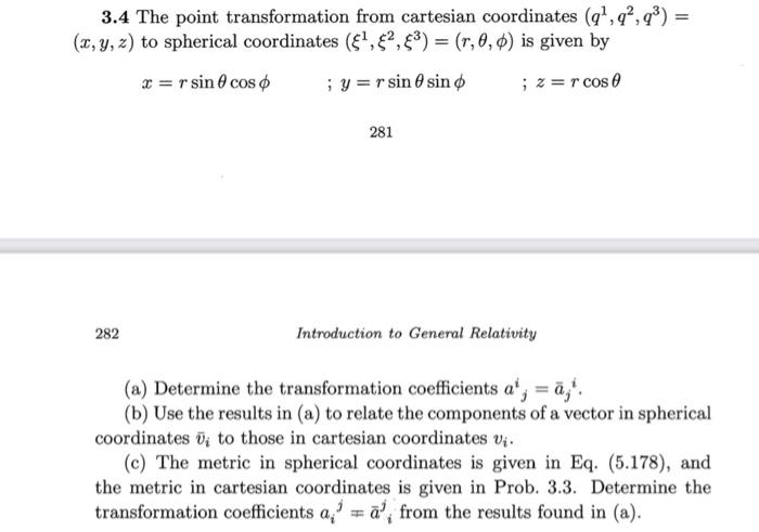 Solved 3.4 The point transformation from cartesian | Chegg.com