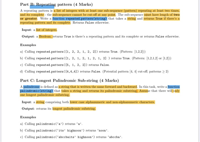 Solved Part B: Repeating Pattern (4 Marks) A Repeating | Chegg.com