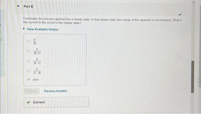 Solved In the steady state, what is the charge q of the | Chegg.com