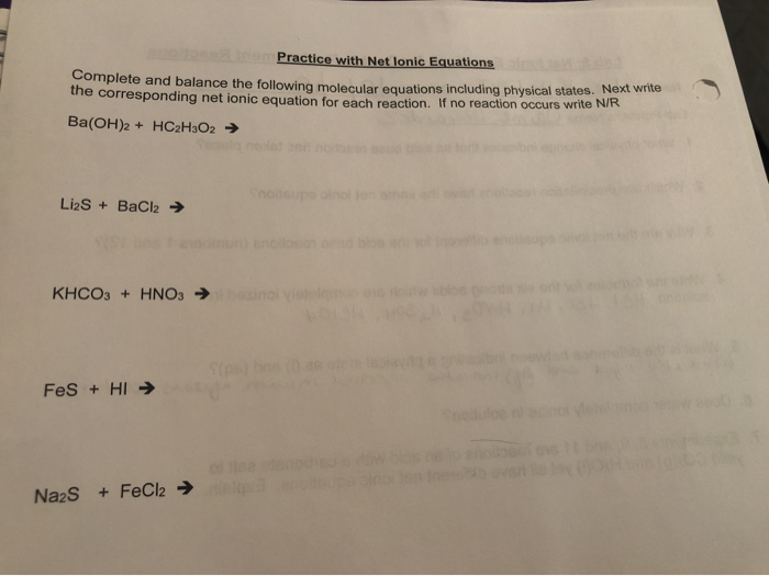 Solved Practice with Net lonic Equations Complete and | Chegg.com