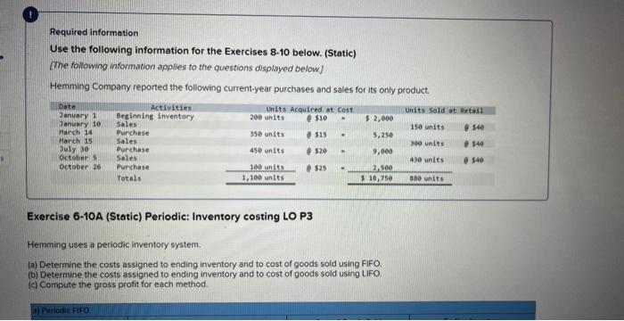 [Solved]: Required information Use the following informatio