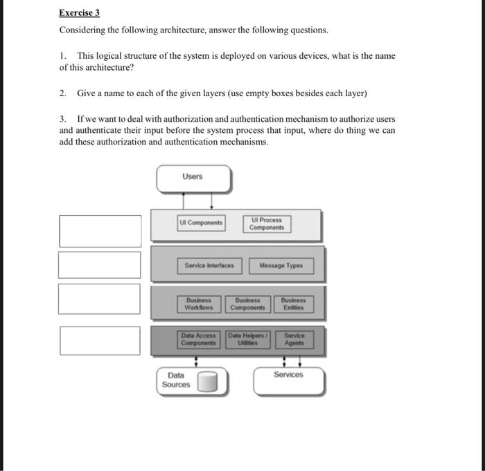 Solved Exercise 3 Considering The Following Architecture, | Chegg.com