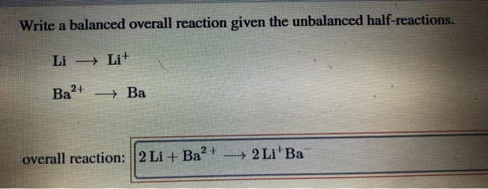 Overall balanced chemical reaction equation homework image